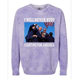 I Will Never Stop Fighting For America Colorblast Crewneck Sweatshirt