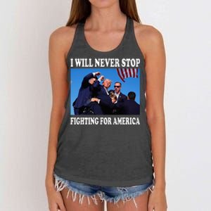 I Will Never Stop Fighting For America Women's Knotted Racerback Tank