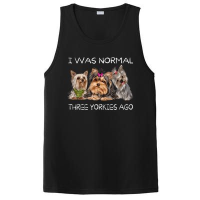 I Was Normal Three Yorkies Ago Funny Dog Lovers Gifts PosiCharge Competitor Tank