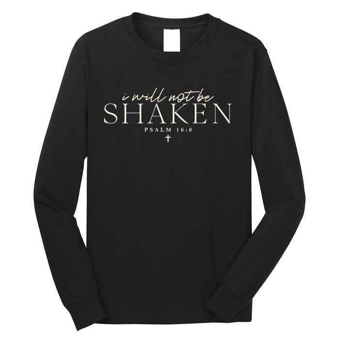 I Will Not Be Shaken Christian Minimal Long Sleeve Shirt