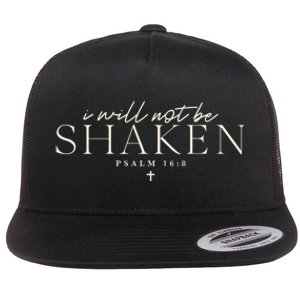 I Will Not Be Shaken Christian Minimal Flat Bill Trucker Hat