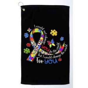 I Would Not Change You For The World Autism Leopard Puzzles Platinum Collection Golf Towel