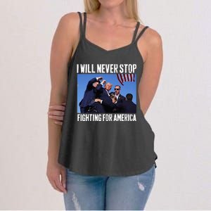 I Will Never Stop Fighting For America Trump Women's Strappy Tank