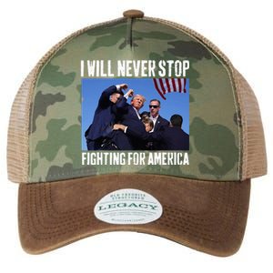 I Will Never Stop Fighting For America Trump Legacy Tie Dye Trucker Hat