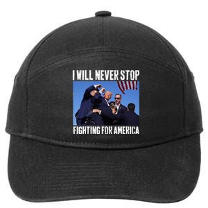 I Will Never Stop Fighting For America Trump 7-Panel Snapback Hat