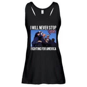 I Will Never Stop Fighting For America Trump Ladies Essential Flowy Tank