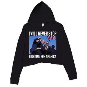 I Will Never Stop Fighting For America Trump Crop Fleece Hoodie