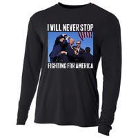 I Will Never Stop Fighting For America Trump Cooling Performance Long Sleeve Crew