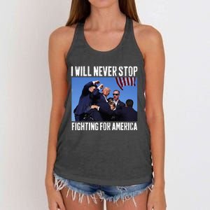 I Will Never Stop Fighting For America Trump Women's Knotted Racerback Tank