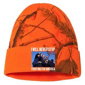 I Will Never Stop Fighting For America Trump Kati Licensed 12" Camo Beanie