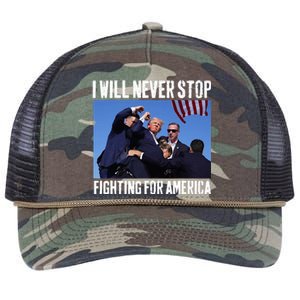 I Will Never Stop Fighting For America Trump Retro Rope Trucker Hat Cap