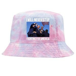 I Will Never Stop Fighting For America Trump Tie-Dyed Bucket Hat