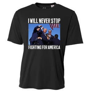 I Will Never Stop Fighting For America Trump Cooling Performance Crew T-Shirt