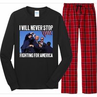 I Will Never Stop Fighting For America Trump Long Sleeve Pajama Set