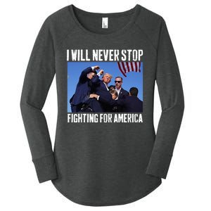 I Will Never Stop Fighting For America Trump Women's Perfect Tri Tunic Long Sleeve Shirt