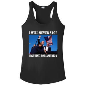 I Will Never Stop Fighting For America Ladies PosiCharge Competitor Racerback Tank