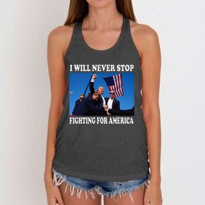 I Will Never Stop Fighting For America Women's Knotted Racerback Tank