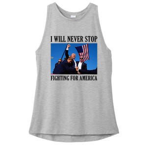 I Will Never Stop Fighting For America Ladies PosiCharge Tri-Blend Wicking Tank