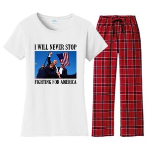 I Will Never Stop Fighting For America Women's Flannel Pajama Set