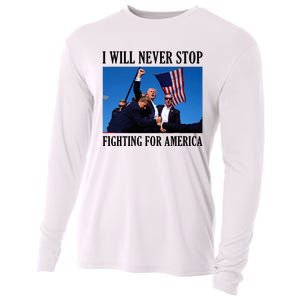 I Will Never Stop Fighting For America Cooling Performance Long Sleeve Crew