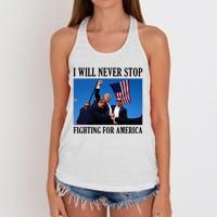 I Will Never Stop Fighting For America Women's Knotted Racerback Tank