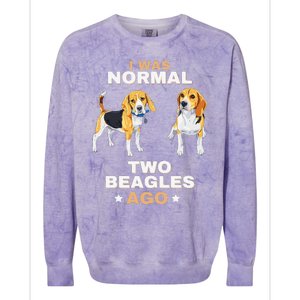 I Was Normal Two Beagles Ago Funny Dog Lover And Owner Colorblast Crewneck Sweatshirt