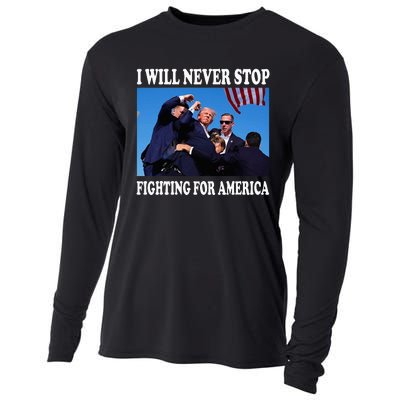 I Will Never Stop Fighting For America Cooling Performance Long Sleeve Crew