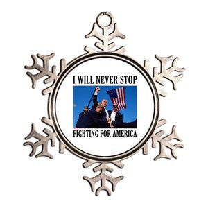 I Will Never Stop Fighting For America Metallic Star Ornament