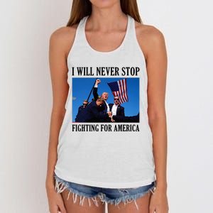 I Will Never Stop Fighting For America Women's Knotted Racerback Tank