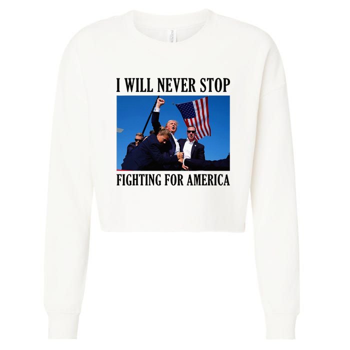 I Will Never Stop Fighting For America Cropped Pullover Crew