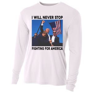 I Will Never Stop Fighting For America Cooling Performance Long Sleeve Crew