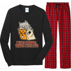 I Was Normal Three Cats Ago Funny Cat Lover Long Sleeve Pajama Set