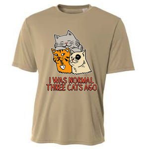 I Was Normal Three Cats Ago Funny Cat Lover Cooling Performance Crew T-Shirt