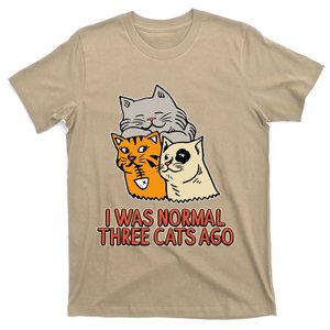 I Was Normal Three Cats Ago Funny Cat Lover T-Shirt