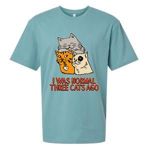 I Was Normal Three Cats Ago Funny Cat Lover Sueded Cloud Jersey T-Shirt