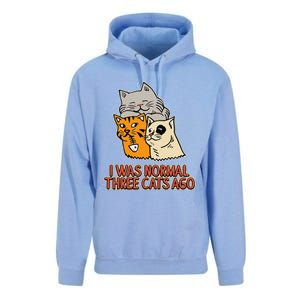 I Was Normal Three Cats Ago Funny Cat Lover Unisex Surf Hoodie