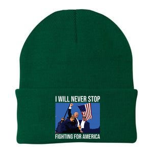 I Will Never Stop Fighting For America Trump Quote Knit Cap Winter Beanie