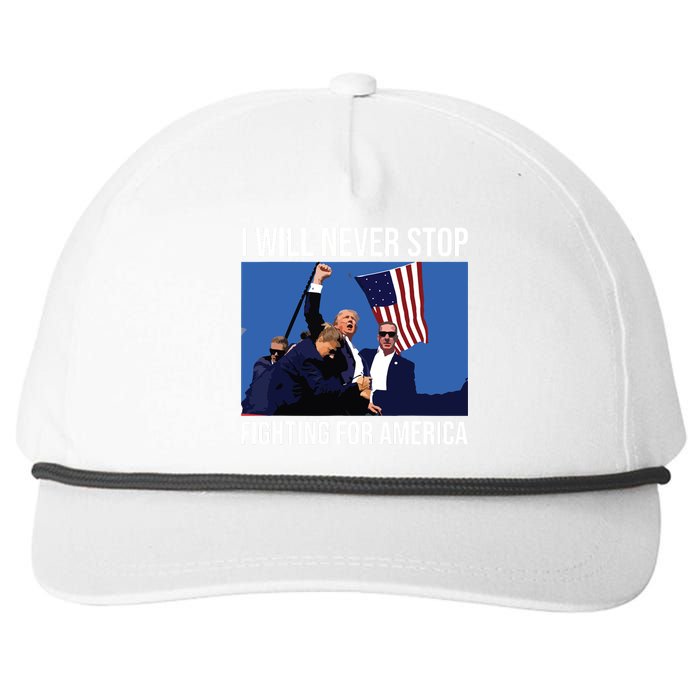 I Will Never Stop Fighting For America Trump Quote Snapback Five-Panel Rope Hat