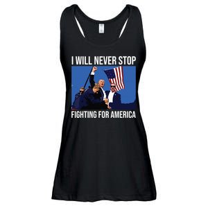 I Will Never Stop Fighting For America Trump Quote Ladies Essential Flowy Tank