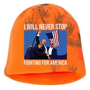 I Will Never Stop Fighting For America Trump Quote Kati - Camo Knit Beanie