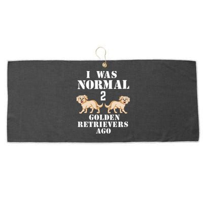 I Was Normal Two Golden Retrivers Large Microfiber Waffle Golf Towel