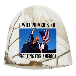 I Will Never Stop Fighting For America Kati - Camo Knit Beanie