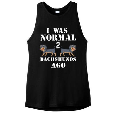 I Was Normal 2 Dachshunds Ago Ladies PosiCharge Tri-Blend Wicking Tank