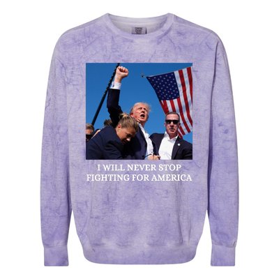 I Will Never Stop Fighting For America Colorblast Crewneck Sweatshirt