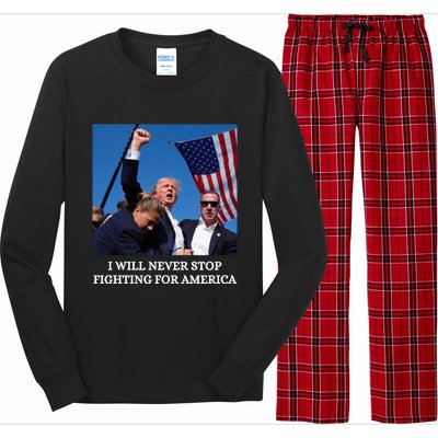 I Will Never Stop Fighting For America Long Sleeve Pajama Set