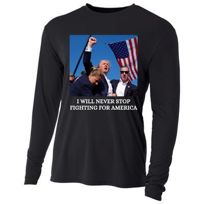 I Will Never Stop Fighting For America Cooling Performance Long Sleeve Crew