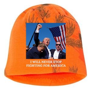 I Will Never Stop Fighting For America Kati - Camo Knit Beanie