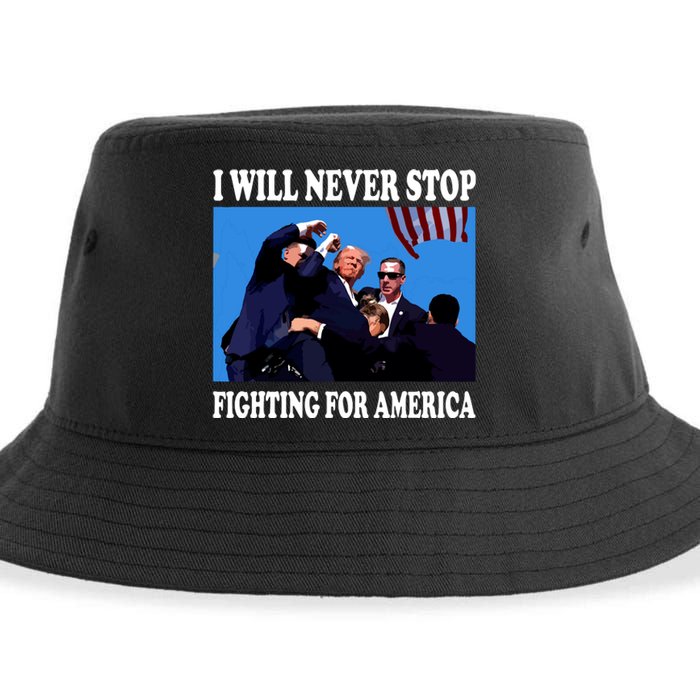 I Will Never Stop Fighting For America Sustainable Bucket Hat