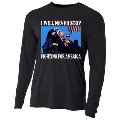 I Will Never Stop Fighting For America Cooling Performance Long Sleeve Crew