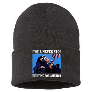 I Will Never Stop Fighting For America Sustainable Knit Beanie